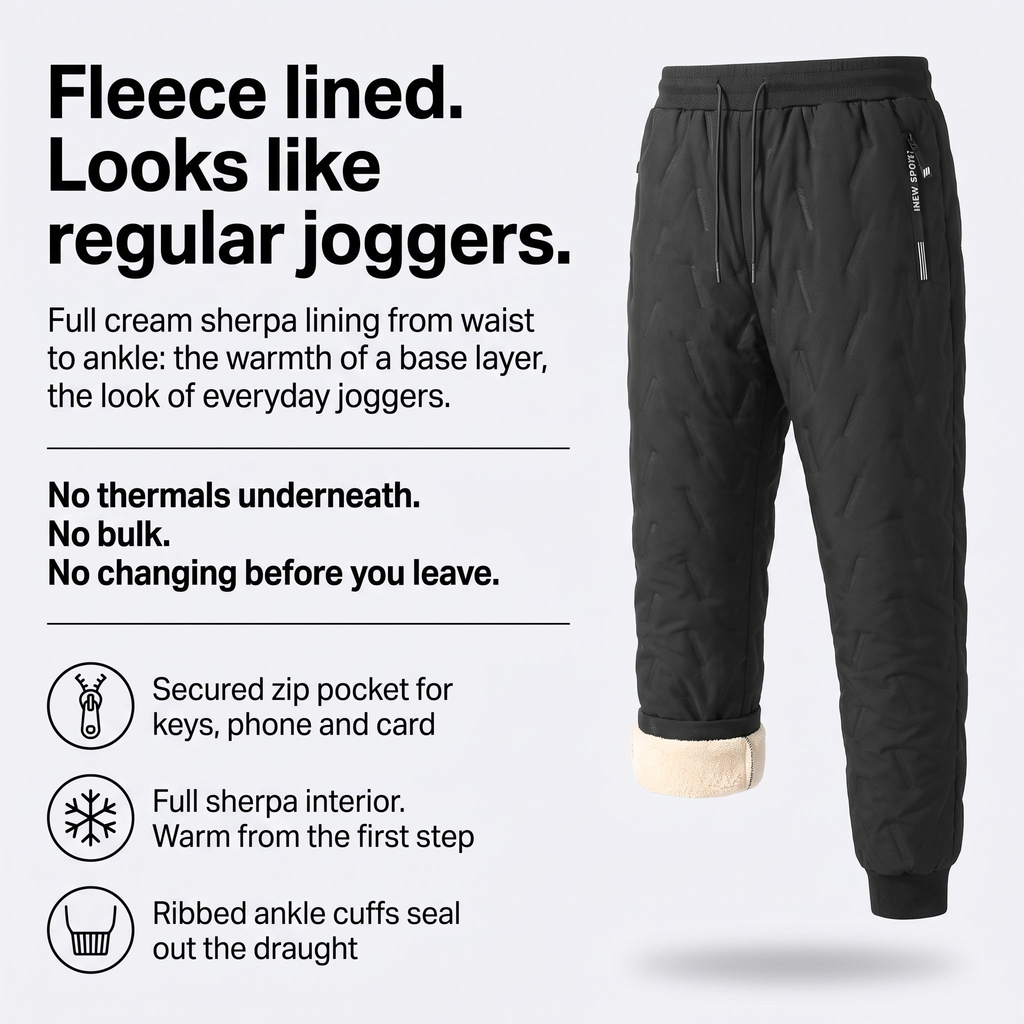 Herren fleecegefütterte Hose – Sherpa Thermo-Jogger für den Winter