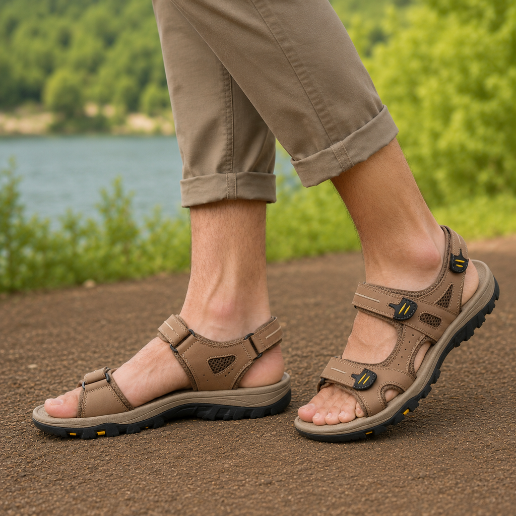 Herrensandalen mit breiter Zehenbox und Fußgewölbestütze