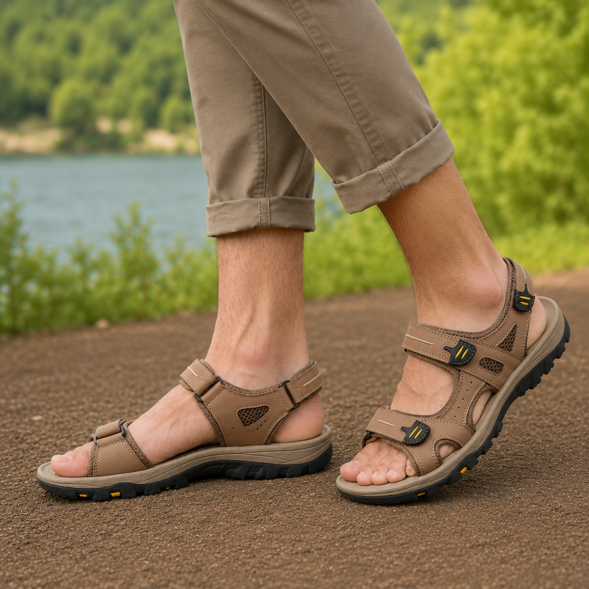 Herrensandalen mit breiter Zehenbox und Fußgewölbestütze