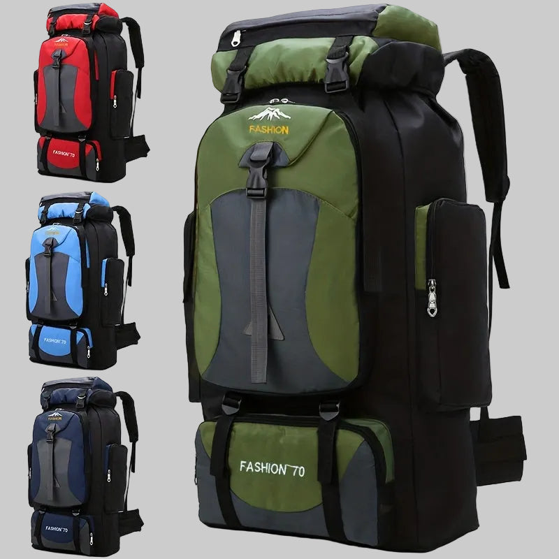 70L Trekkingrucksack mit verstellbaren Trägern für Camping und mehrtägige Wanderungen