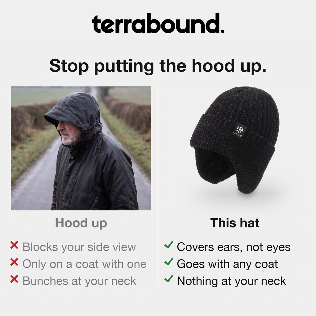 Herren Beanie mit Ohrenklappen – fleecegefüttert