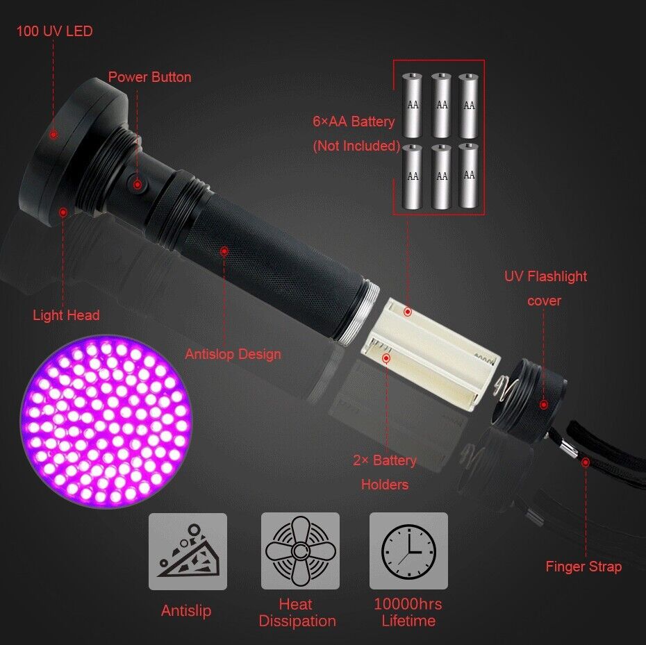 Super helle UV-Taschenlampe – 395 nm Schwarzlicht