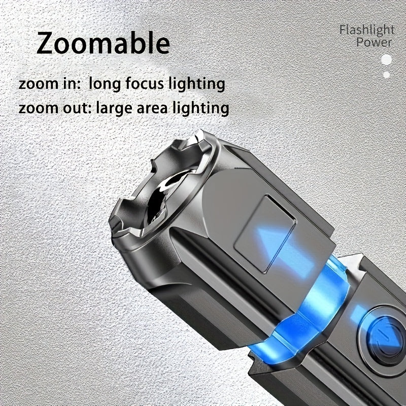 Tragbare Zoom-Taschenlampe mit fokussierbarem Strahl – kompakt und wiederaufladbar