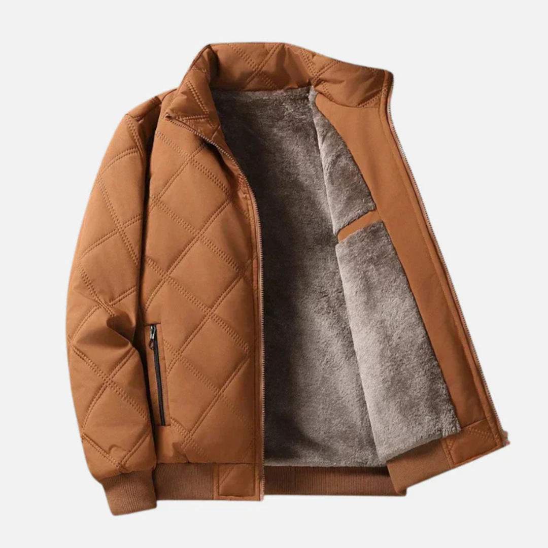 Herren Steppjacke mit Fleece-Futter – Stehkragen Mantel
