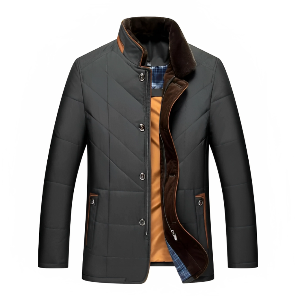 Herren Steppjacke mit Stehkragen – Warmer Gefütterter Wintermantel