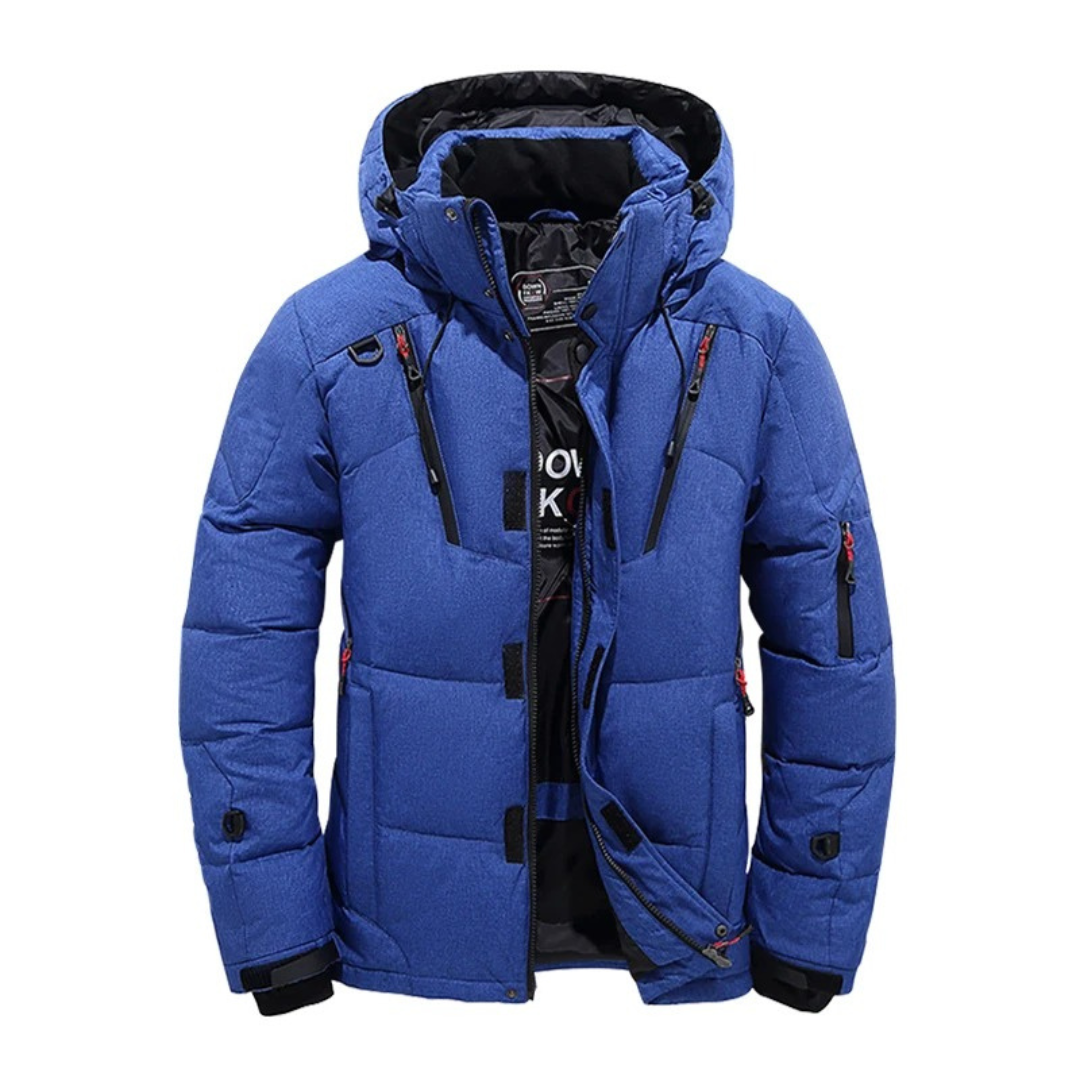 Daunenjacke mit abnehmbarer Kapuze & Windschutz – Nordfell Expedition