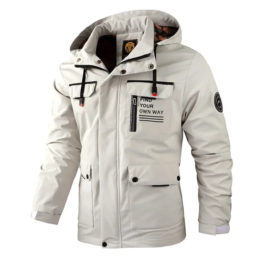 Herren Fleecejacke mit Kapuze – Winddichte Outdoor-Jacke mit Reißverschluss