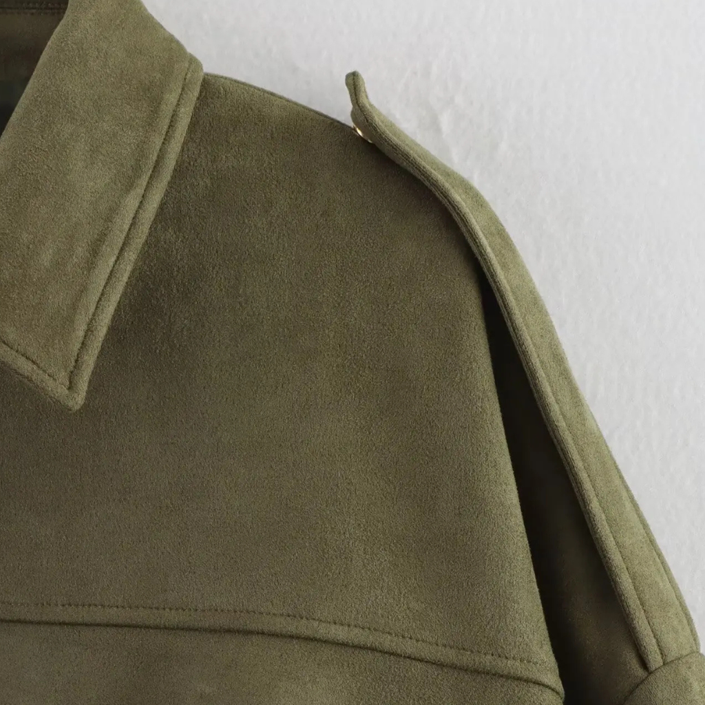 Mantel Damen im Bomberstil mit Reißverschluss & Umlegekragen – VelvetEase Jacket