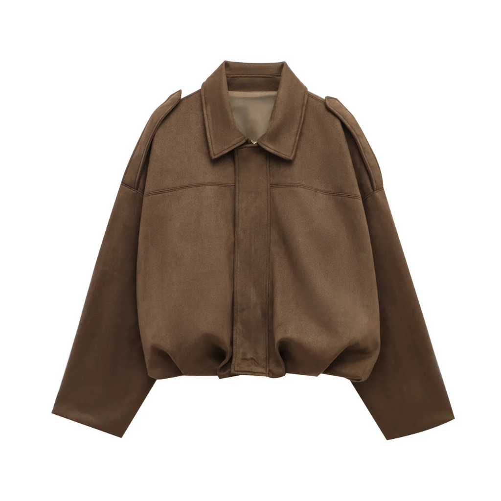 Wildleder Damen Bomberjacke mit Reißverschluss – VelvetAir Jacket