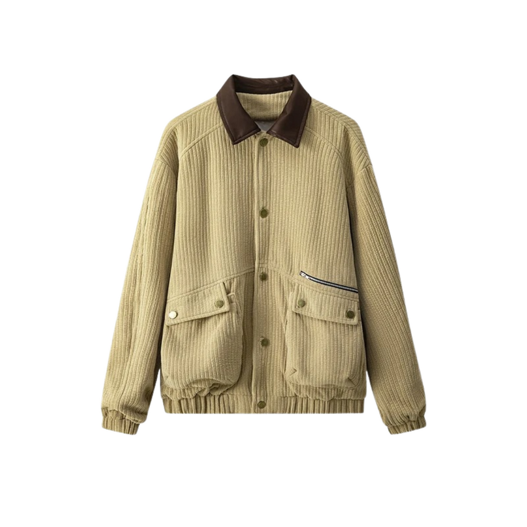 Jacke im Casual-Barn-Stil mit Leder-Look-Kragen & Taschen – PFNW Heritage
