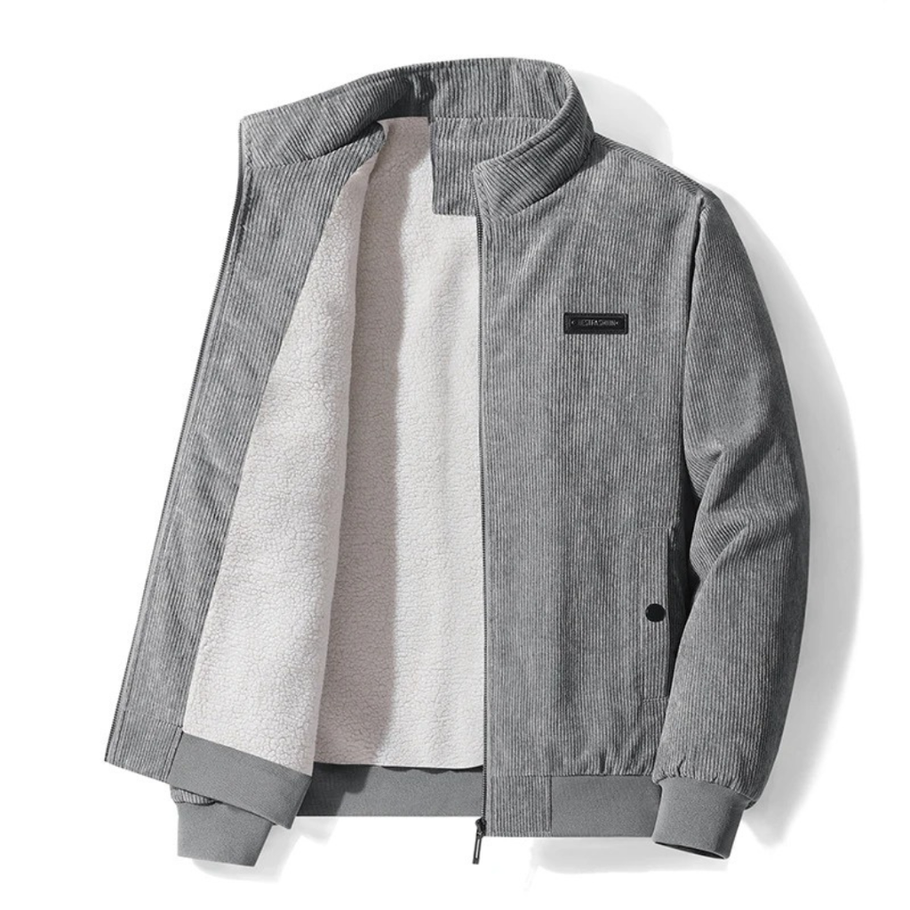 Herren Cordjacke mit Fleecefutter – Warme Winterjacke mit Reißverschluss