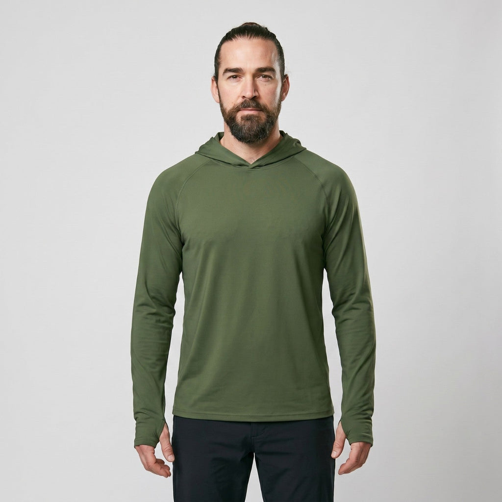 Herren UV-Hoodie UPF 50+ – leicht, schnelltrocknend mit Daumenschlaufen
