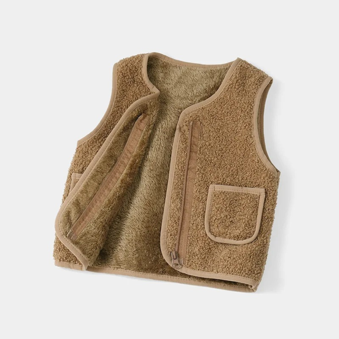 Weste für Kinder mit Reißverschluss & Tasche – CozyBear Vest