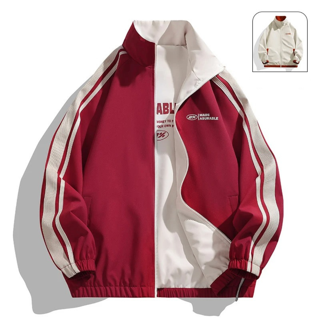Unisex Winddichte Wende-Trainingsjacke – Reißverschluss-Shell