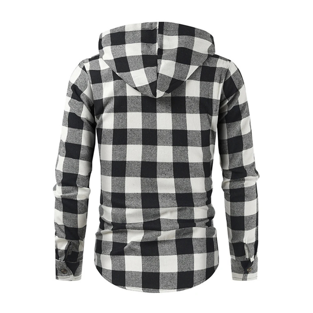 Flanell Kapuzenhemd mit Knopfleiste & atmungsaktivem Material – NordFlan Comfort Pullover