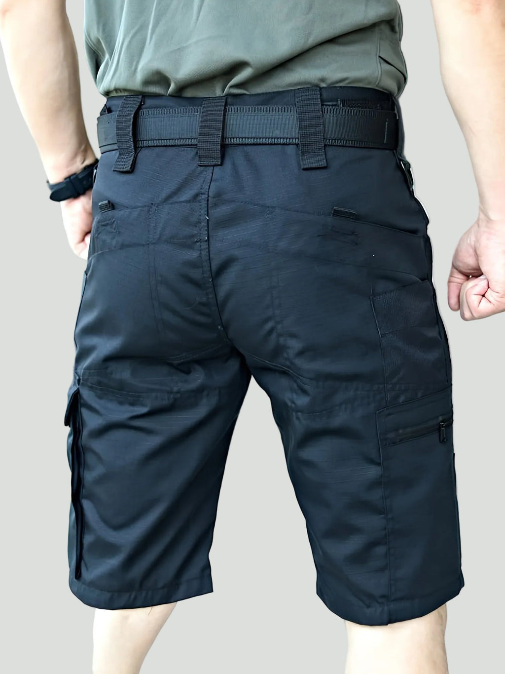 Herren Ripstop-Cargo-Shorts – lange Shorts mit Reißverschlusstasche