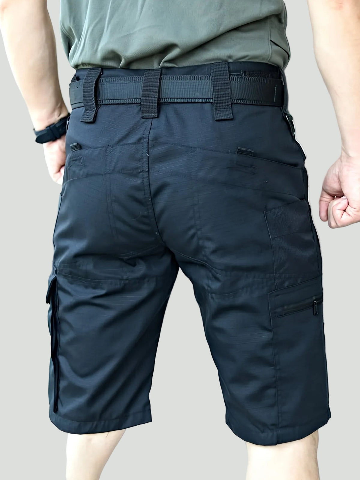 Herren Ripstop-Cargo-Shorts – lange Shorts mit Reißverschlusstasche