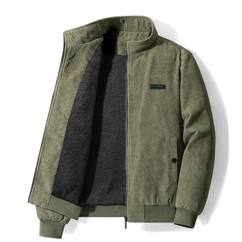 Herren Cordjacke mit Fleecefutter – Warme Winterjacke mit Reißverschluss