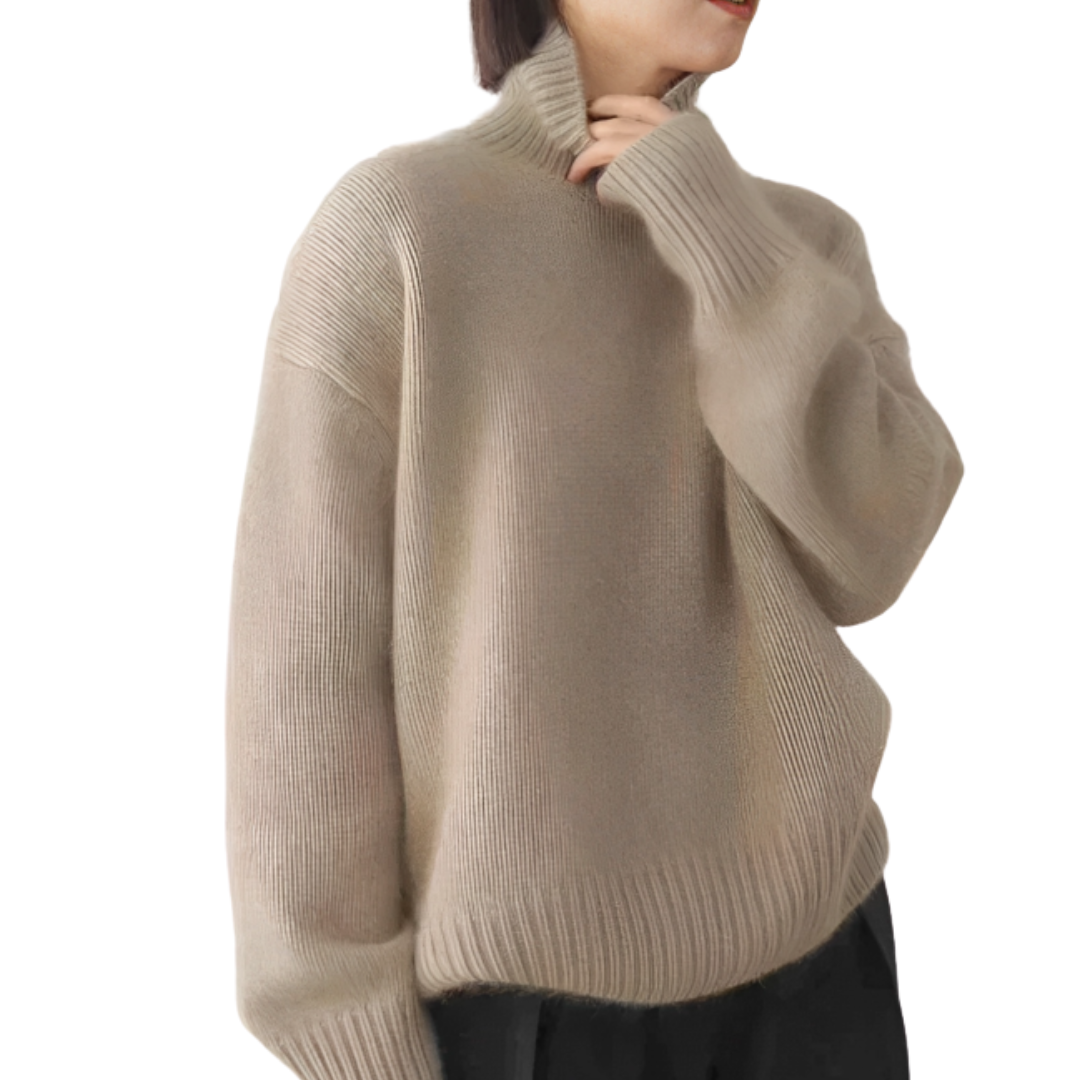 LuxeWool Pullover mit hohem Kragen