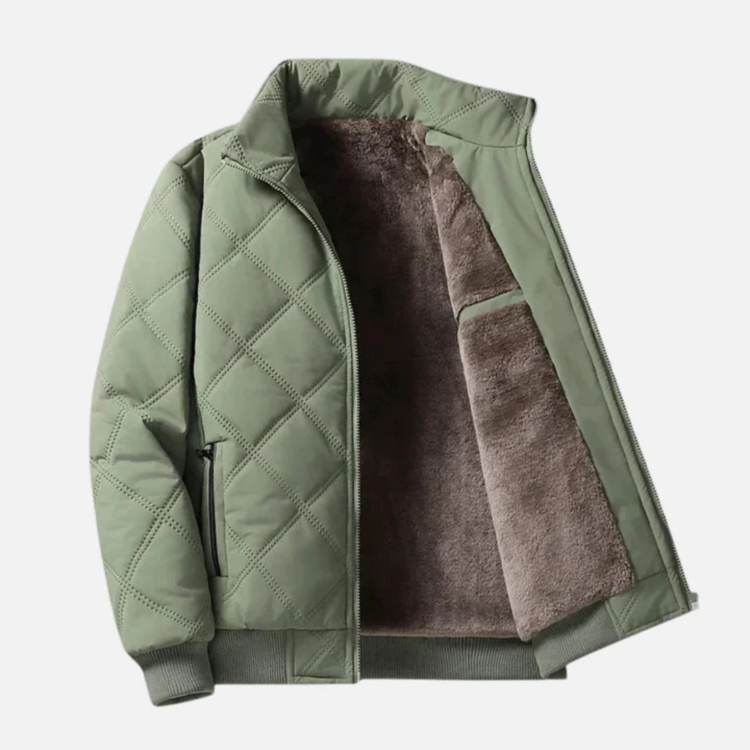 Herren Steppjacke mit Fleece-Futter – Stehkragen Mantel