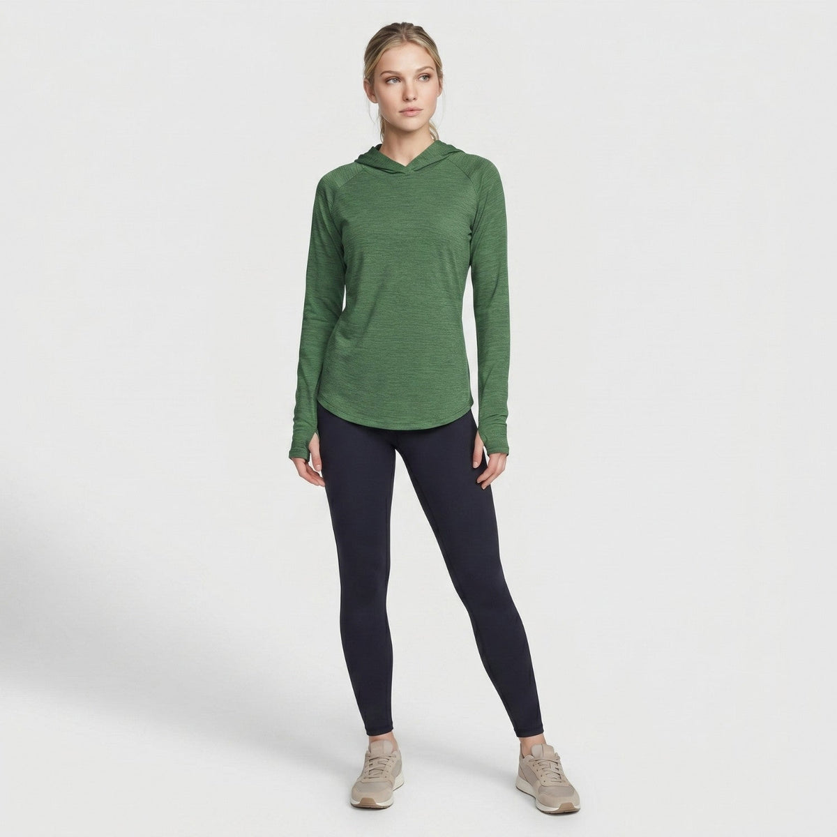 Damen-Sonnenhoodie mittelschwer – UPF 50+ mit Kapuze