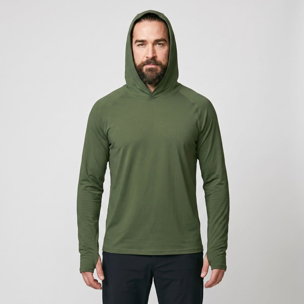 Herren UV-Hoodie UPF 50+ – leicht, schnelltrocknend mit Daumenschlaufen