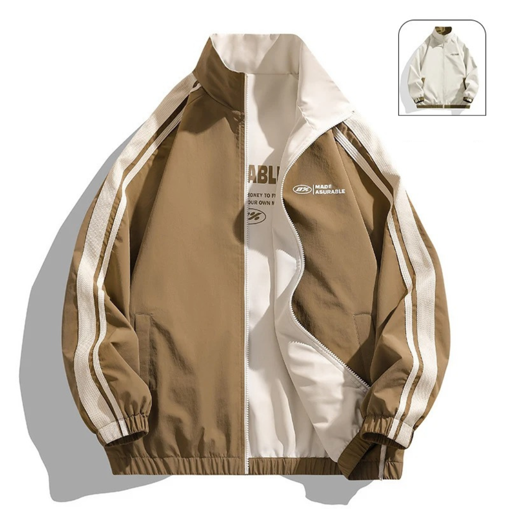 Unisex Winddichte Wende-Trainingsjacke – Reißverschluss-Shell