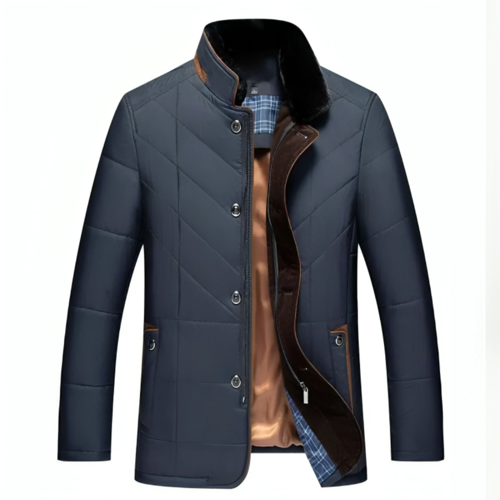 Herren Steppjacke mit Stehkragen – Warmer Gefütterter Wintermantel