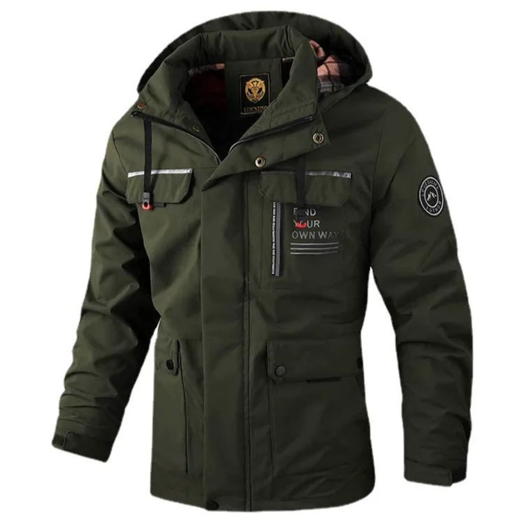 Herren Fleecejacke mit Kapuze – Winddichte Outdoor-Jacke mit Reißverschluss