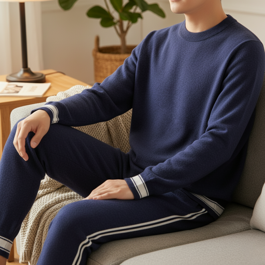 Herren Trainingsanzug – Zweiteiliges Set mit Pullover & Jogginghose | Weicher Strickanzug für Komfort & Stil