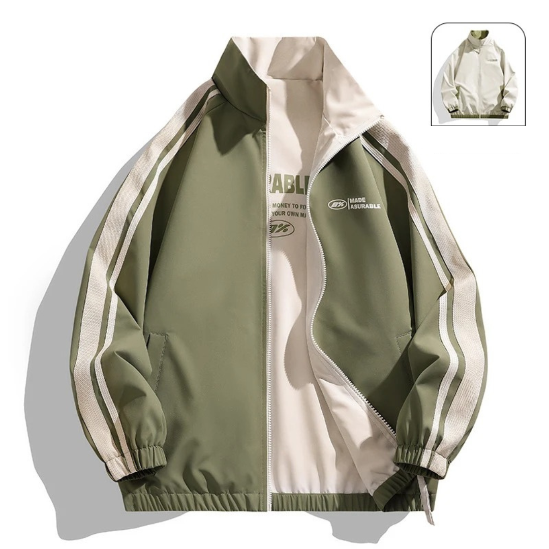 Unisex Winddichte Wende-Trainingsjacke – Reißverschluss-Shell
