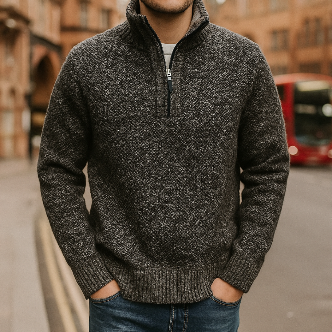 MerinoEdge Strickpullover mit Halb-Reißverschluss