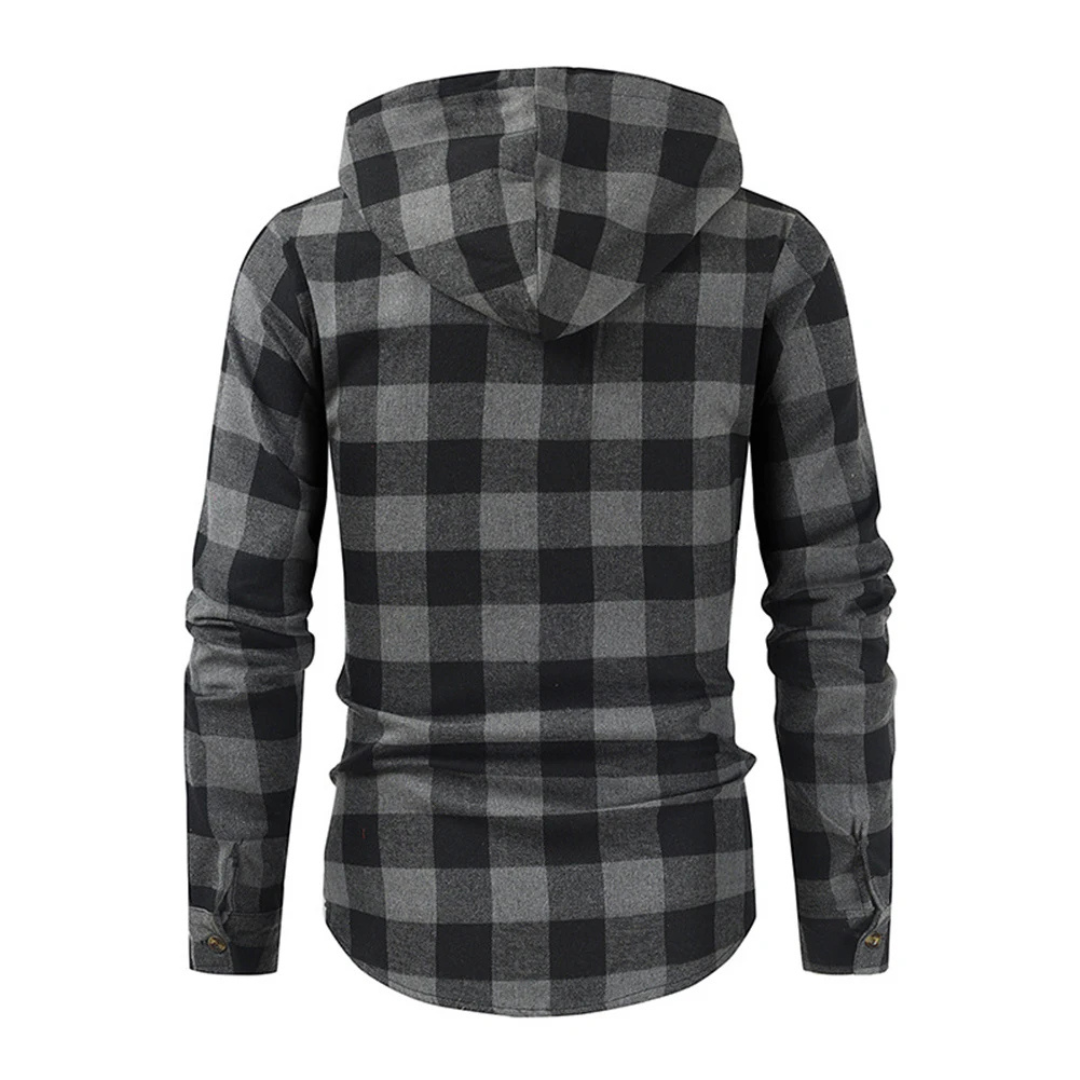 Flanell Kapuzenhemd mit Knopfleiste & atmungsaktivem Material – NordFlan Comfort Pullover