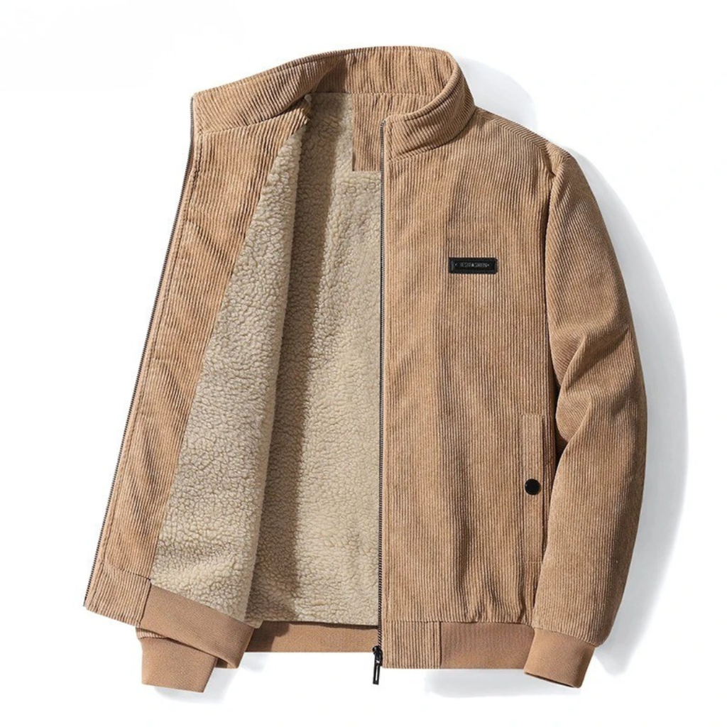 Herren Cordjacke mit Fleecefutter – Warme Winterjacke mit Reißverschluss
