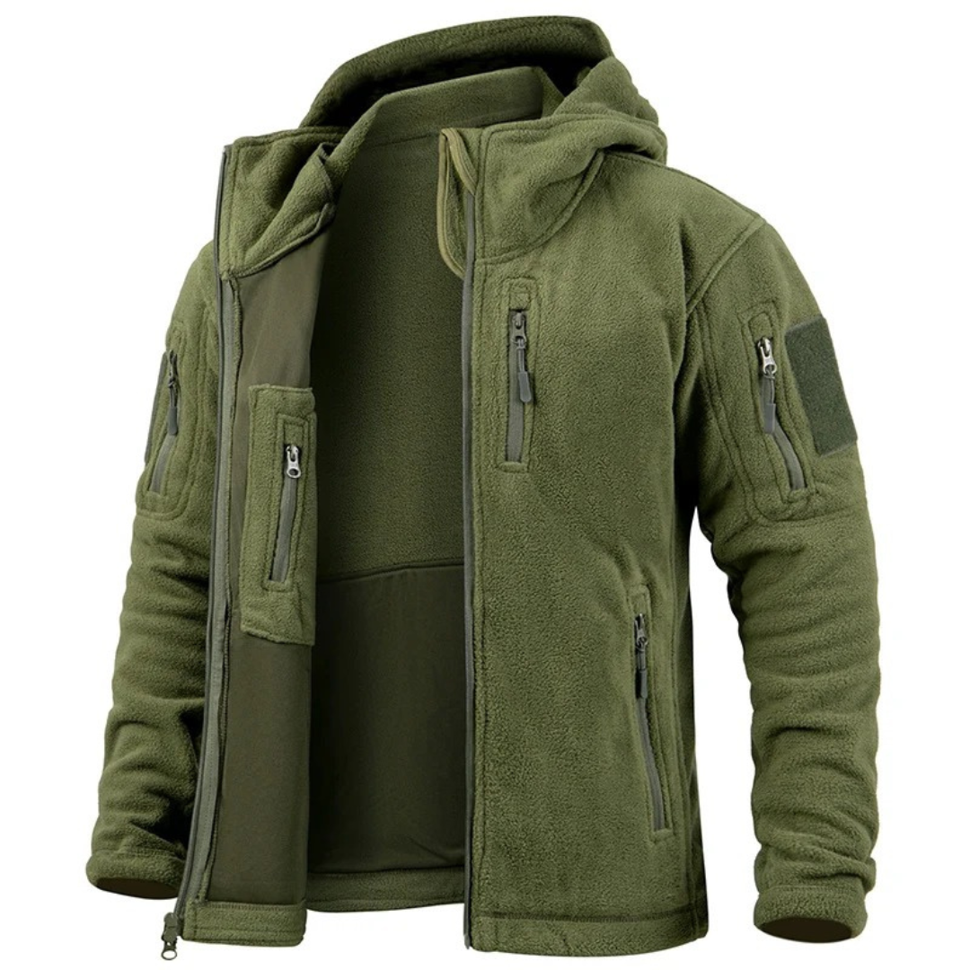 Herren Taktische Fleecejacke – Thermo Outdoor Hoodie mit Reißverschlusstaschen