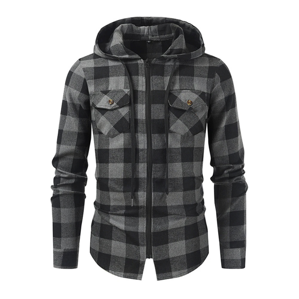 Flanell Kapuzenhemd mit Knopfleiste & atmungsaktivem Material – NordFlan Comfort Pullover