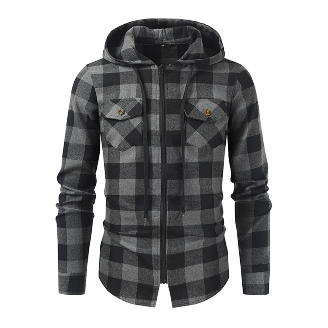 Flanell Kapuzenhemd mit Knopfleiste & atmungsaktivem Material – NordFlan Comfort Pullover