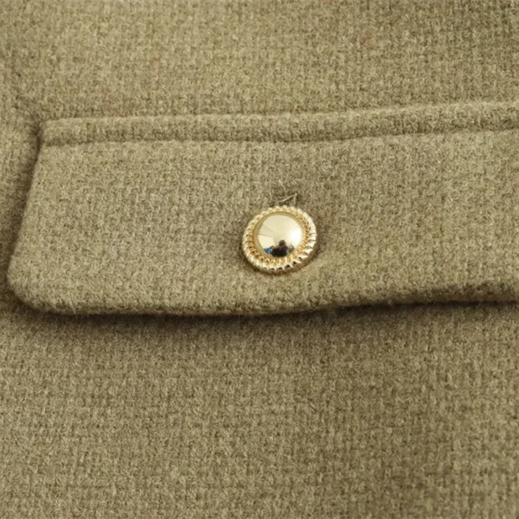 Damen Cropped Bouclé-Tweed-Jacke – Eleganter Cardigan-Blazer mit Goldknöpfen