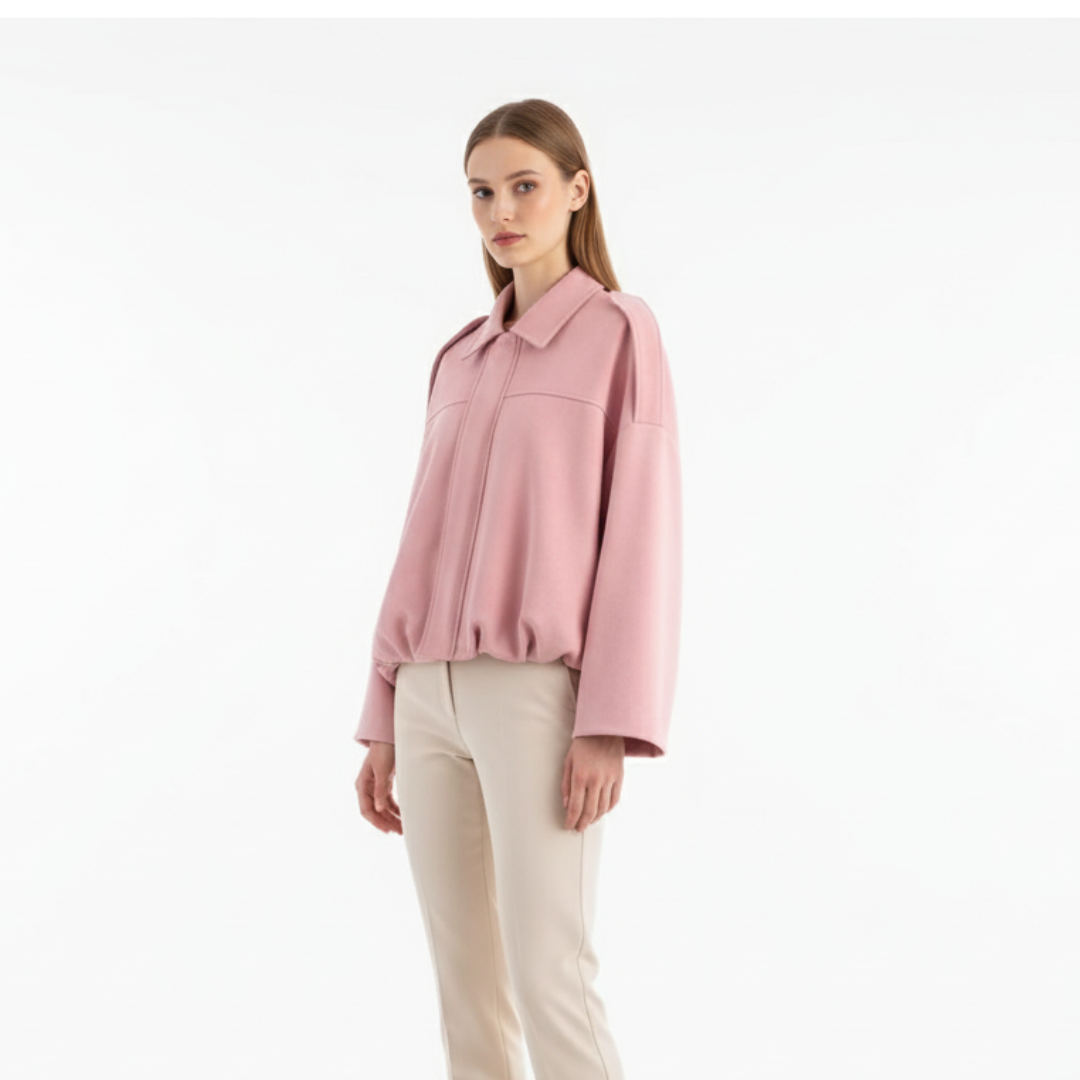 Damen Oversize Zip-Up Jacke – SoftFlow Urban Mantel