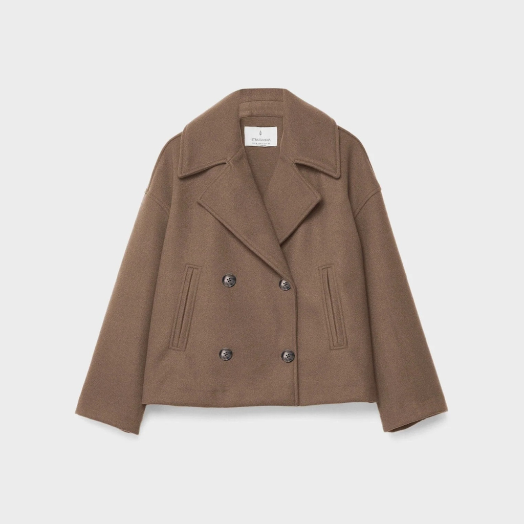 Damen Kurz geschnittener mantel – Vintage Zweireihige Jacke