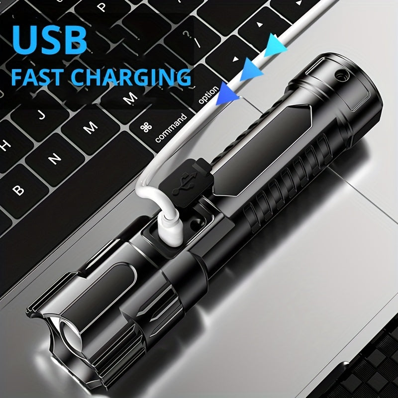 LED-Taschenlampe mit Zoomfunktion – USB-wiederaufladbar