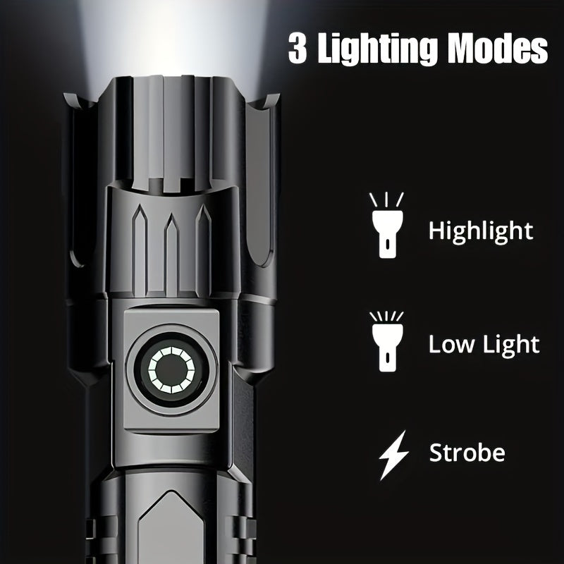 LED-Taschenlampe mit Zoomfunktion – USB-wiederaufladbar