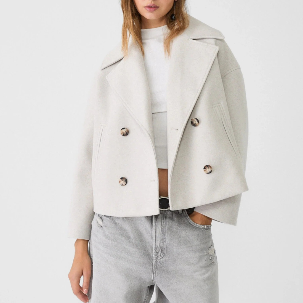 Damen Kurz geschnittener mantel – Vintage Zweireihige Jacke
