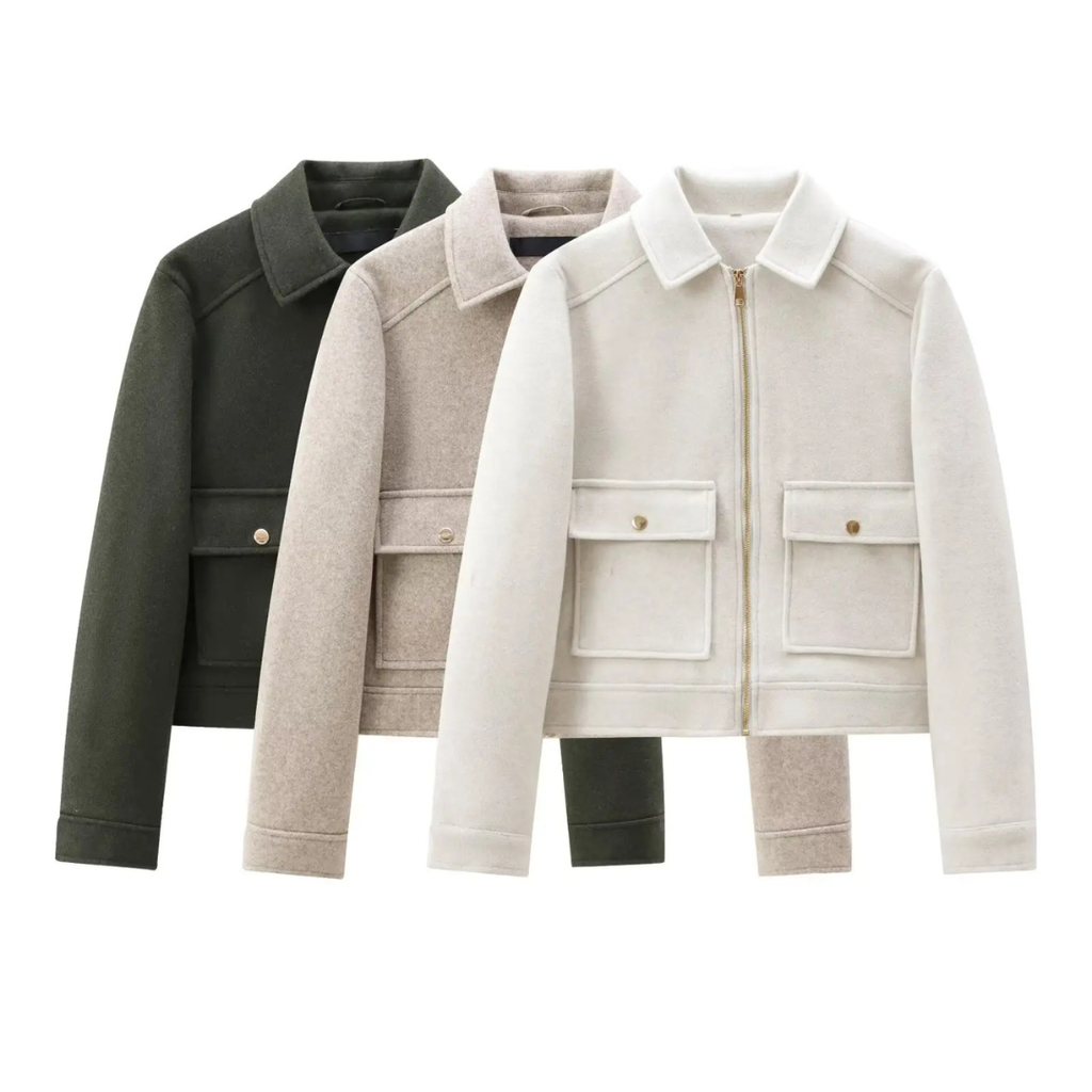 Mantel Damen mit Reißverschluss & Taschen – ZippaChic Kurzjacke