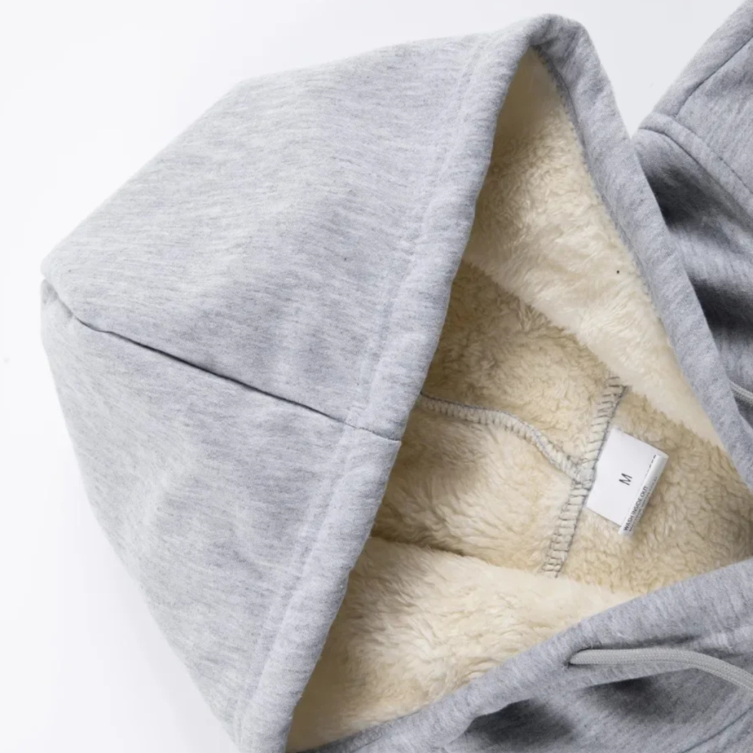 Thermo-Fleece-Herren-Kapuzenjacke mit Reißverschluss – Warme Sherpa-gefütterte Winterjacke