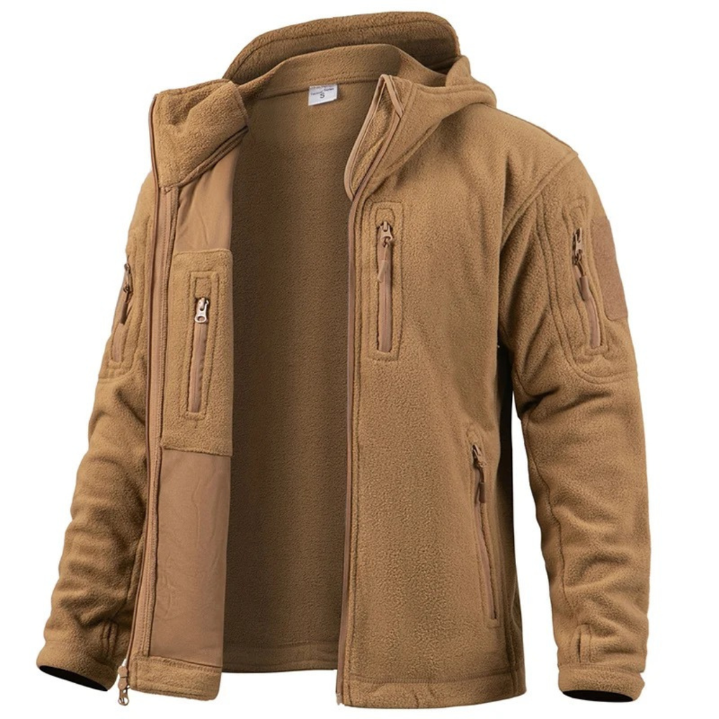 Herren Taktische Fleecejacke – Thermo Outdoor Hoodie mit Reißverschlusstaschen