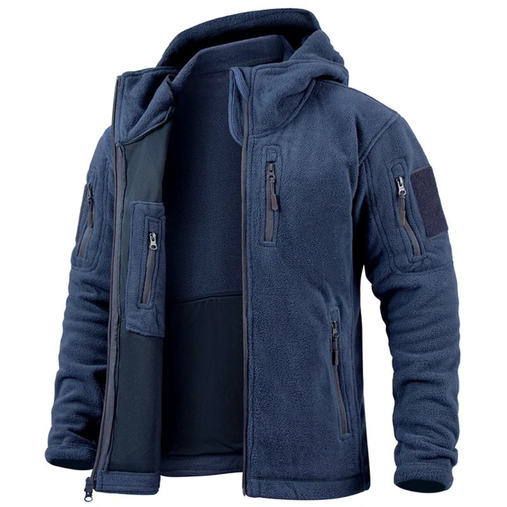 Herren Taktische Fleecejacke – Thermo Outdoor Hoodie mit Reißverschlusstaschen