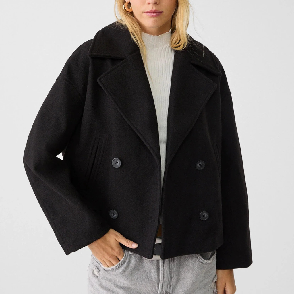 Damen Kurz geschnittener mantel – Vintage Zweireihige Jacke