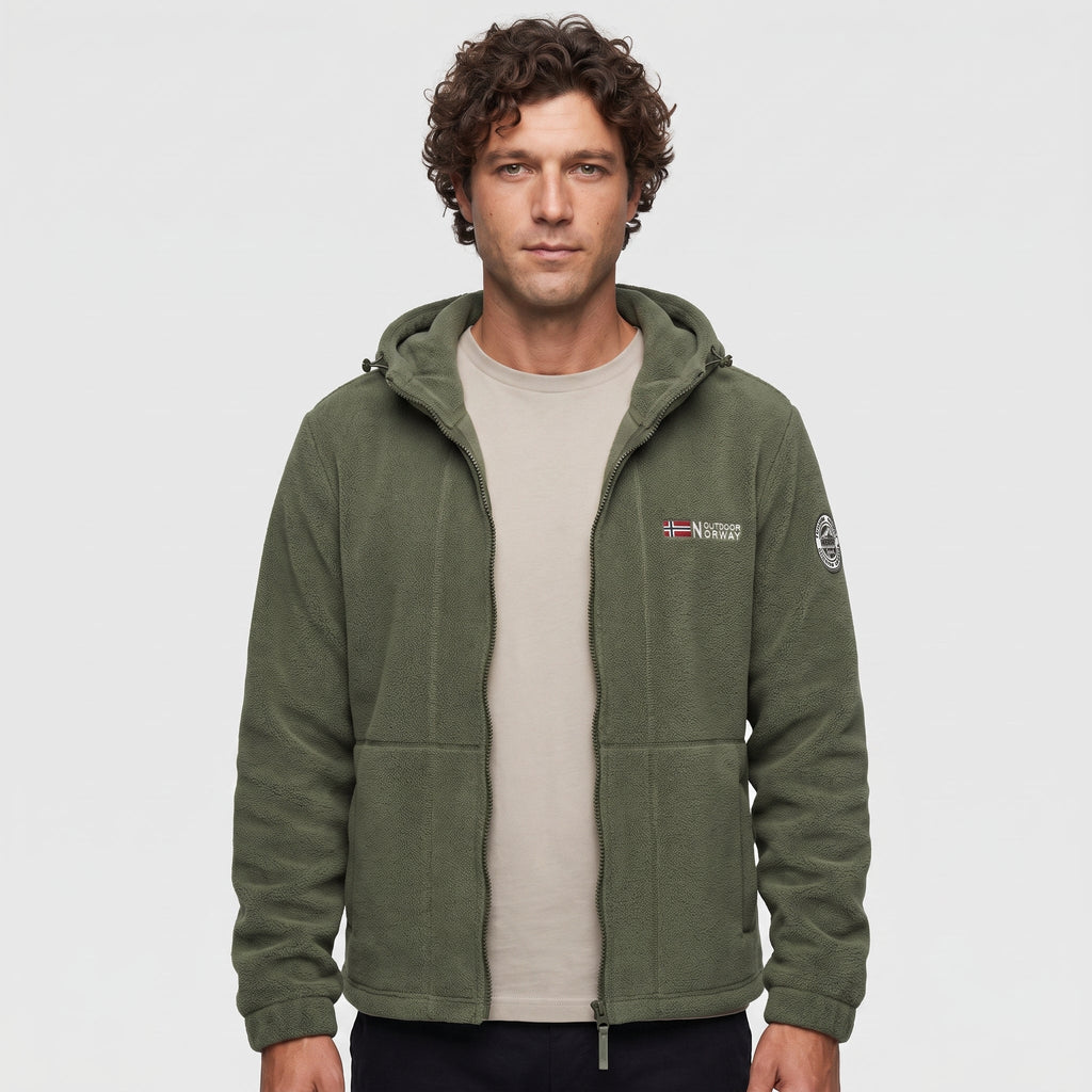 Herren Fleecejacke winddicht – mit Kapuze für Wandern und Spaziergänge