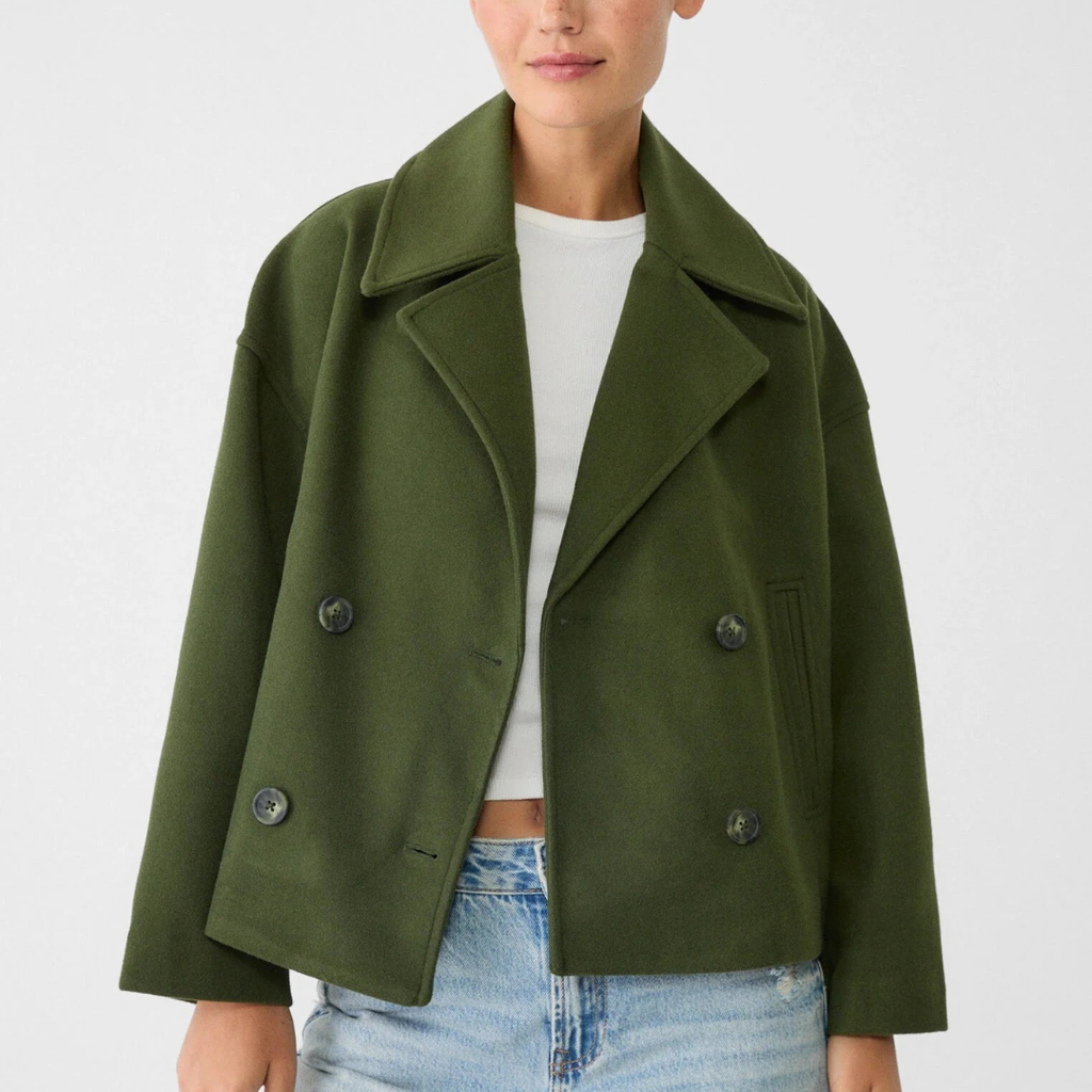 Damen Kurz geschnittener mantel – Vintage Zweireihige Jacke